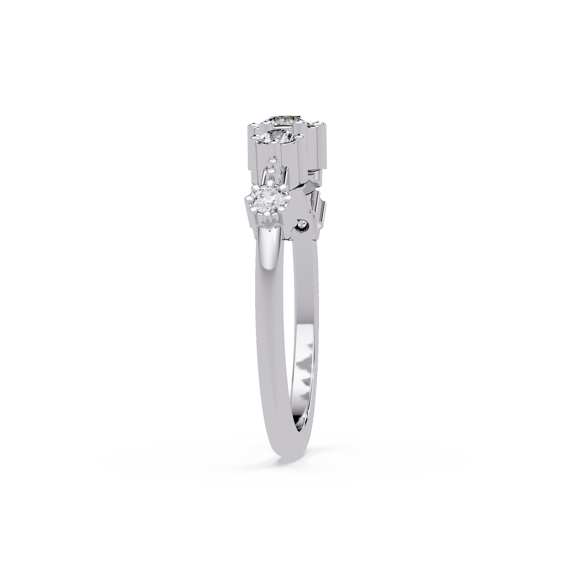 Round Cut Graduated Five-Stone Open Bypass Ring