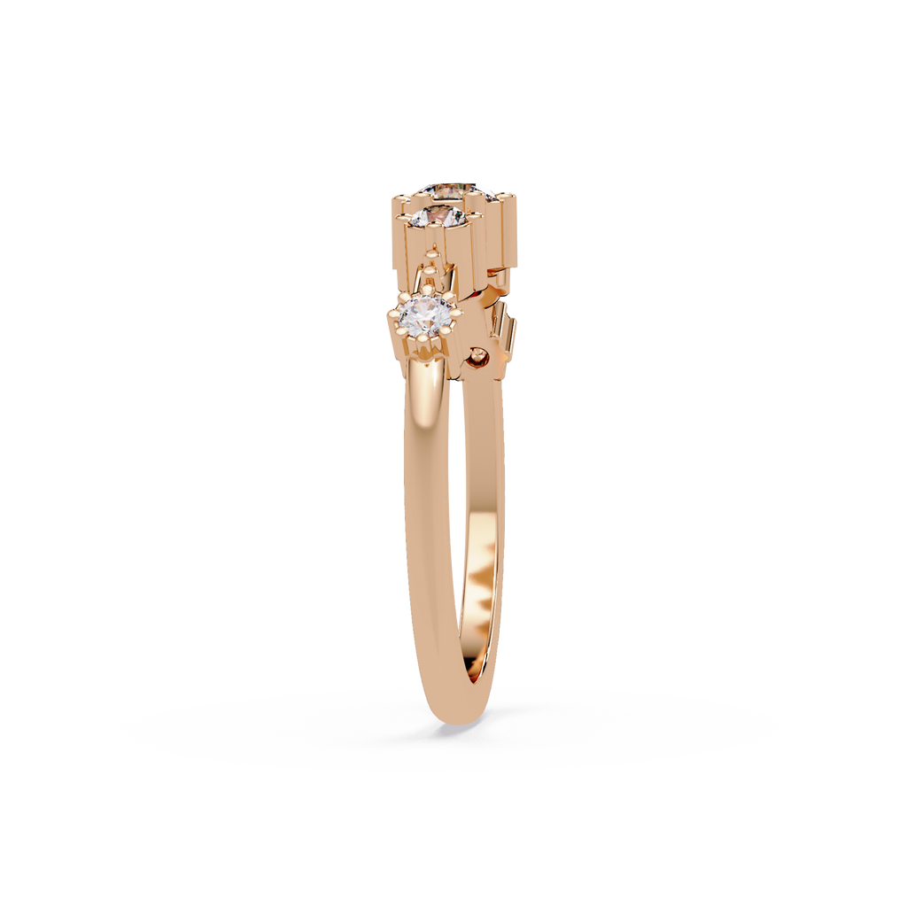 Round Cut Graduated Five-Stone Open Bypass Ring
