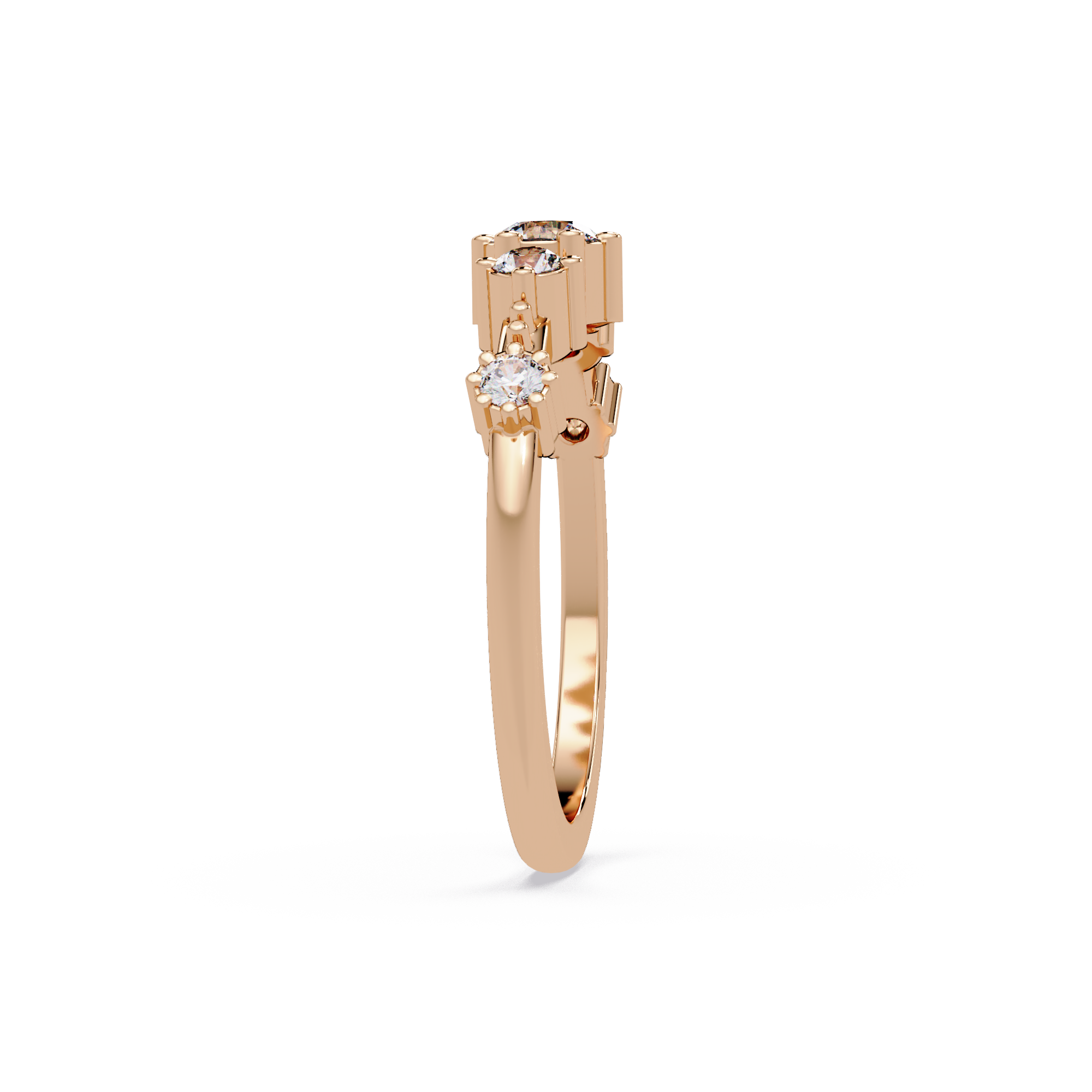 Round Cut Graduated Five-Stone Open Bypass Ring