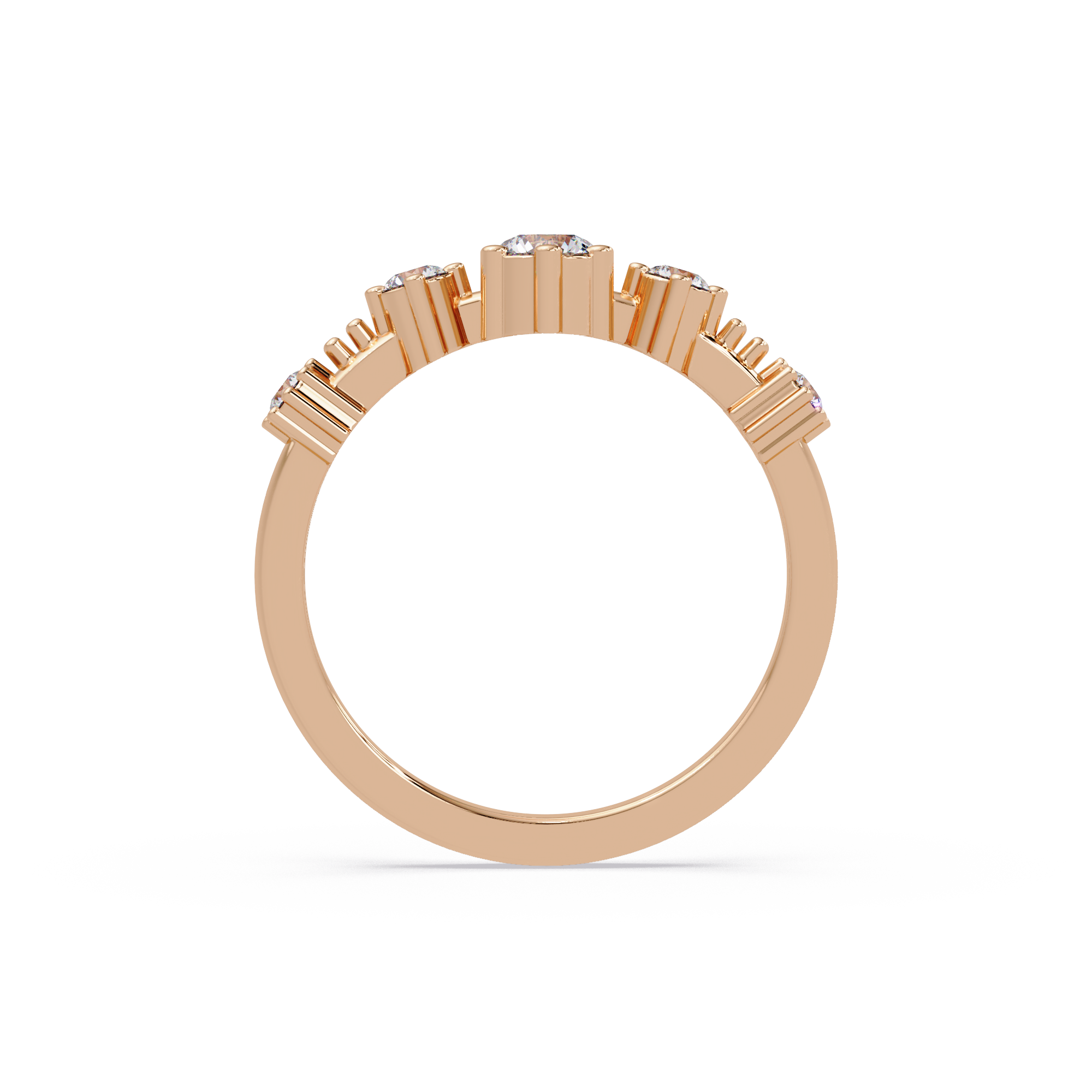 Round Cut Graduated Five-Stone Open Bypass Ring