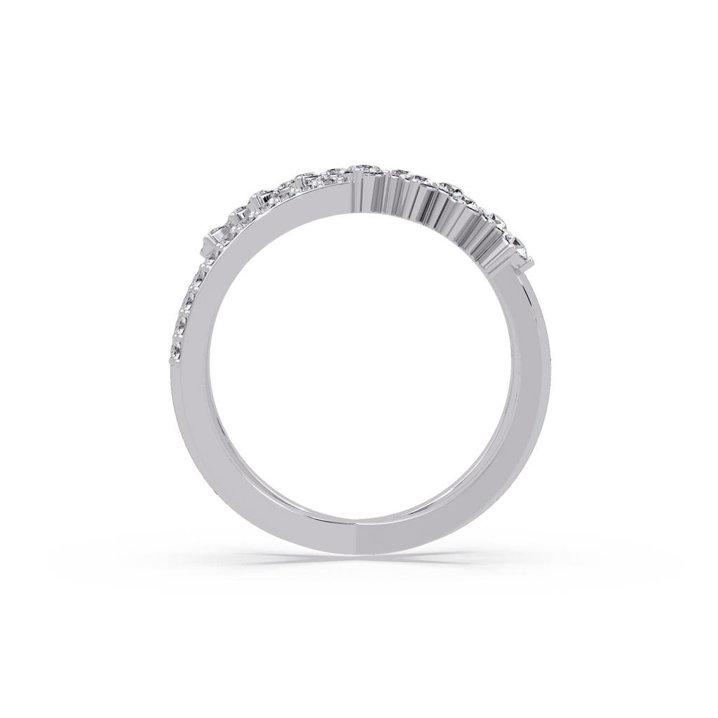Round Cut Graduated Diamond Criss Cross X Ring