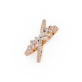 Round Cut Graduated Diamond Criss Cross X Ring