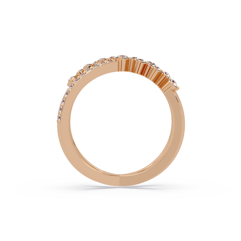 Round Cut Graduated Diamond Criss Cross X Ring