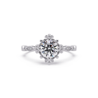 Vintage Round Cut Diamond Filigree Halo Engagement Ring