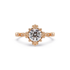 Vintage Round Cut Diamond Filigree Halo Engagement Ring
