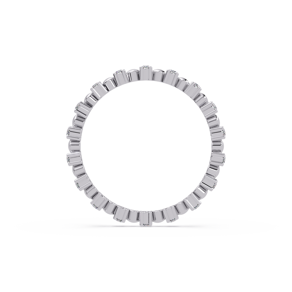 Round Cut Diamond Alternating Bead and Bar Eternity Ring