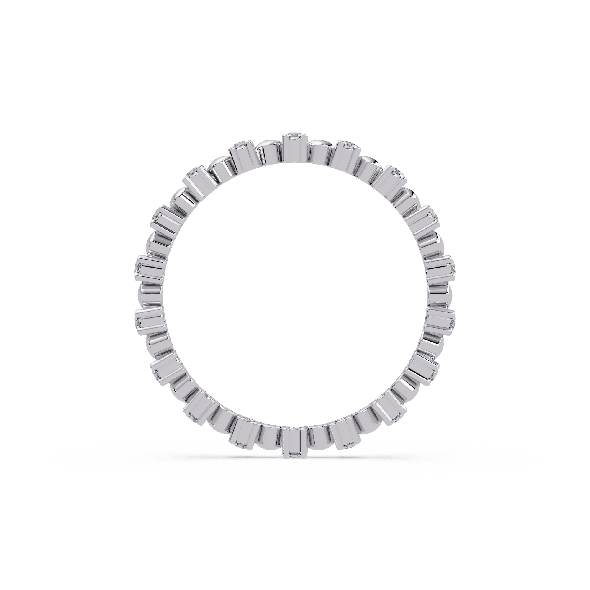 Round Cut Diamond Alternating Bead and Bar Eternity Ring