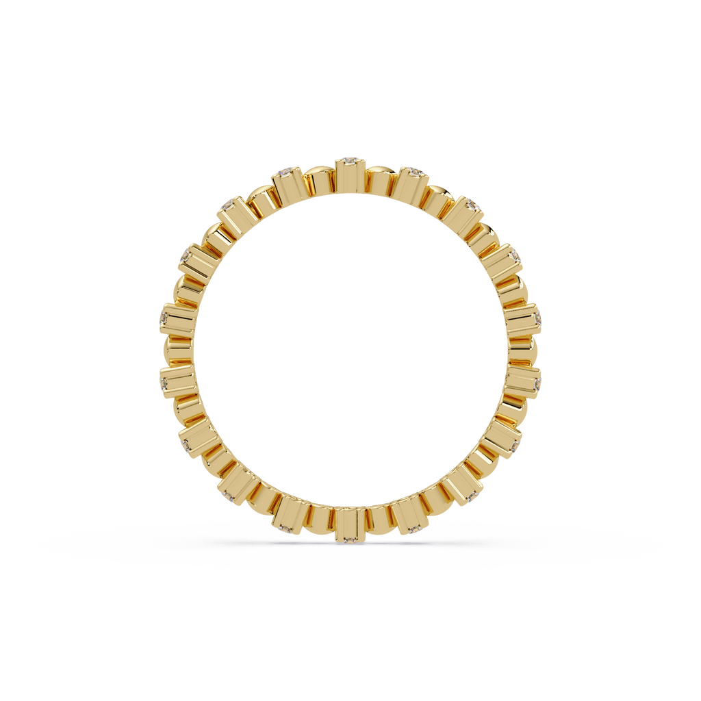 Round Cut Diamond Alternating Bead and Bar Eternity Ring