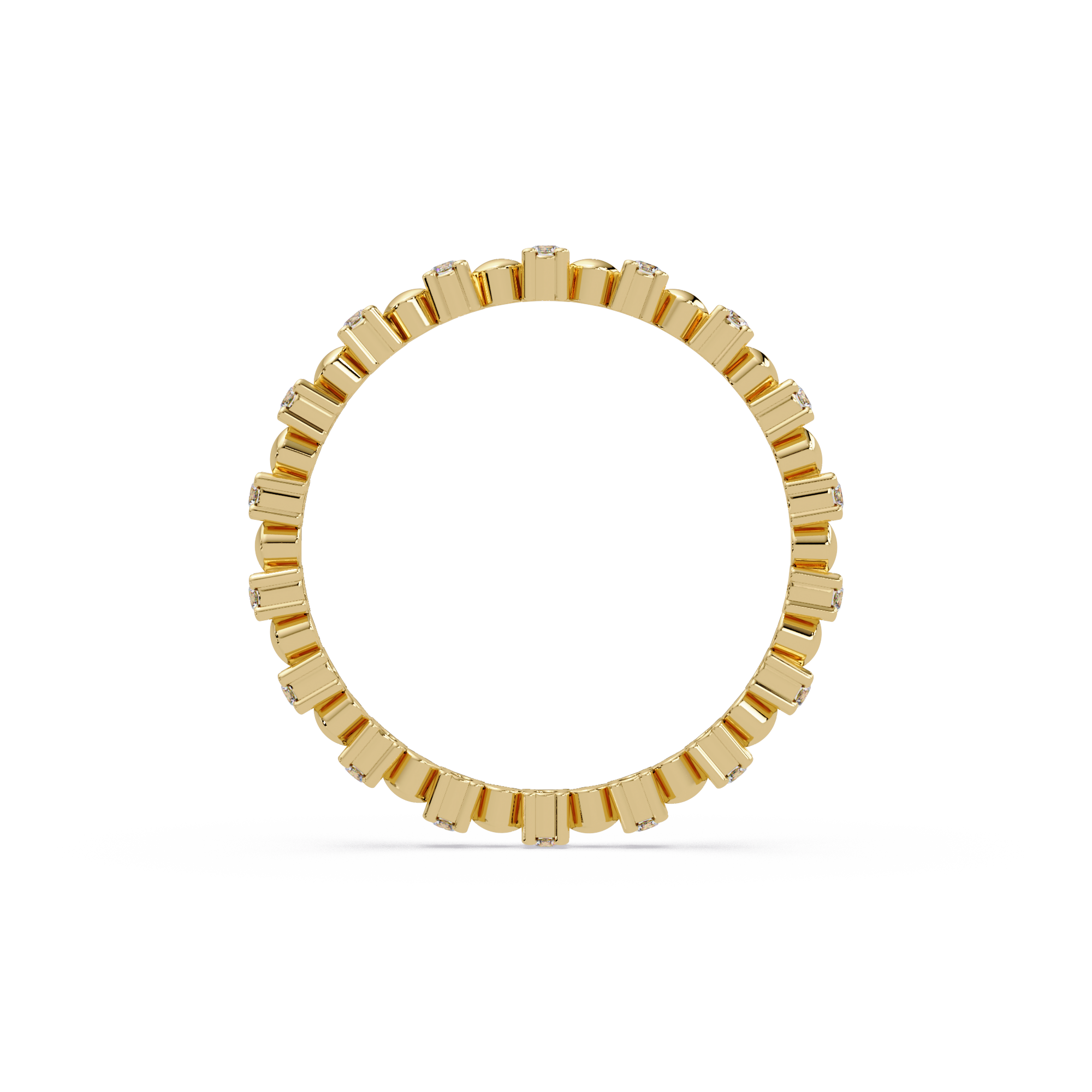 Round Cut Diamond Alternating Bead and Bar Eternity Ring