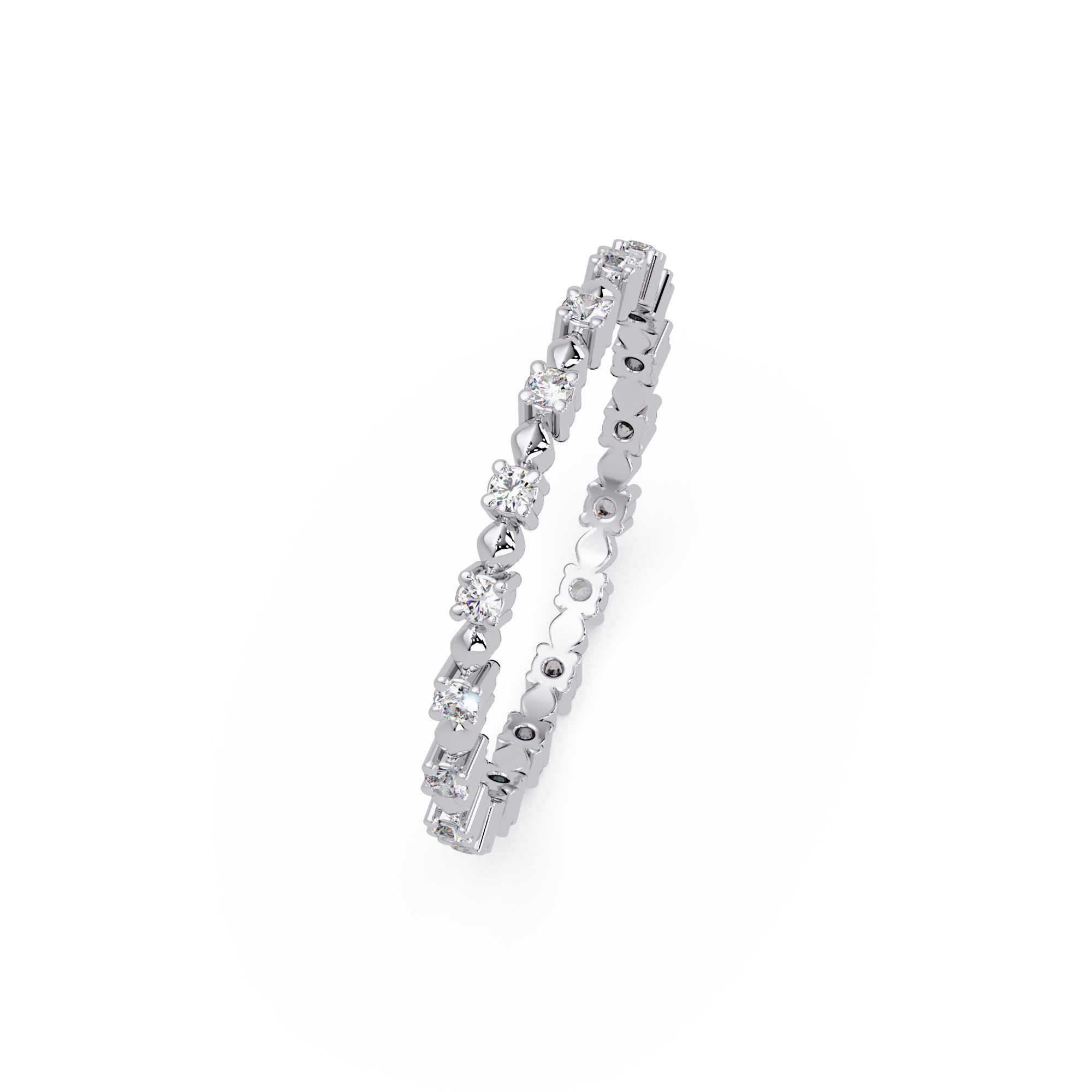 Round Cut Diamond Alternating Bead and Bar Eternity Ring
