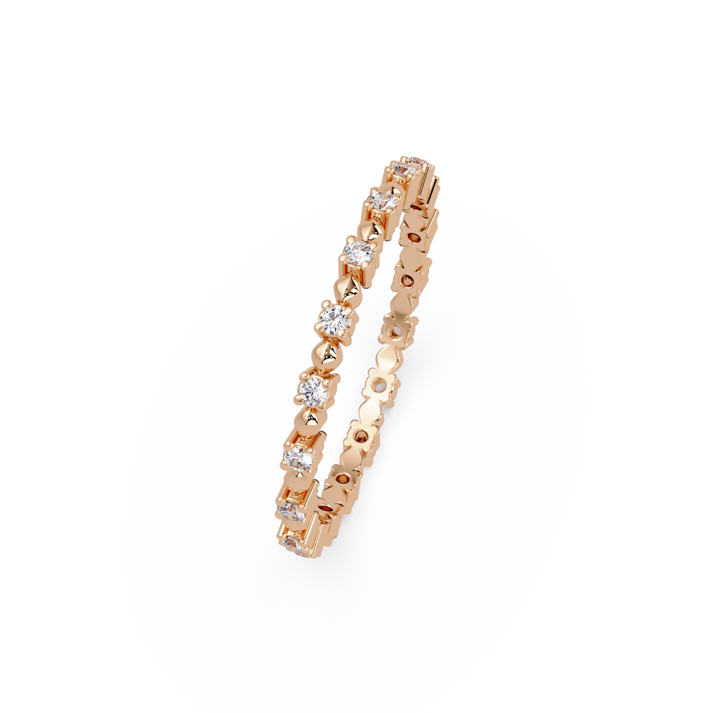 Round Cut Diamond Alternating Bead and Bar Eternity Ring