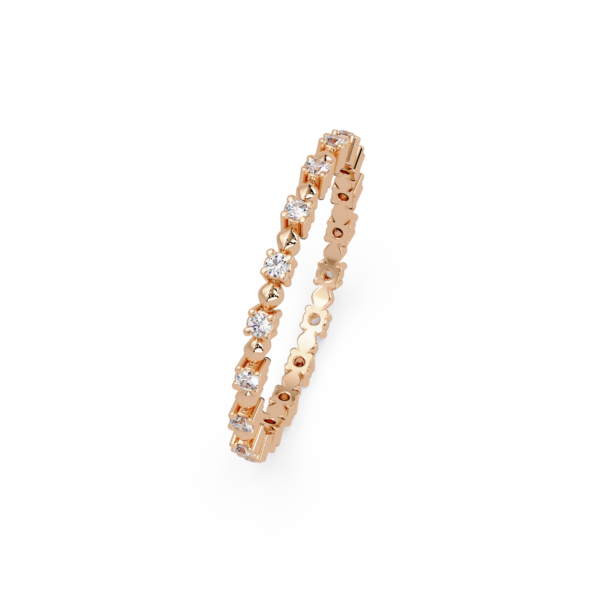 Round Cut Diamond Alternating Bead and Bar Eternity Ring