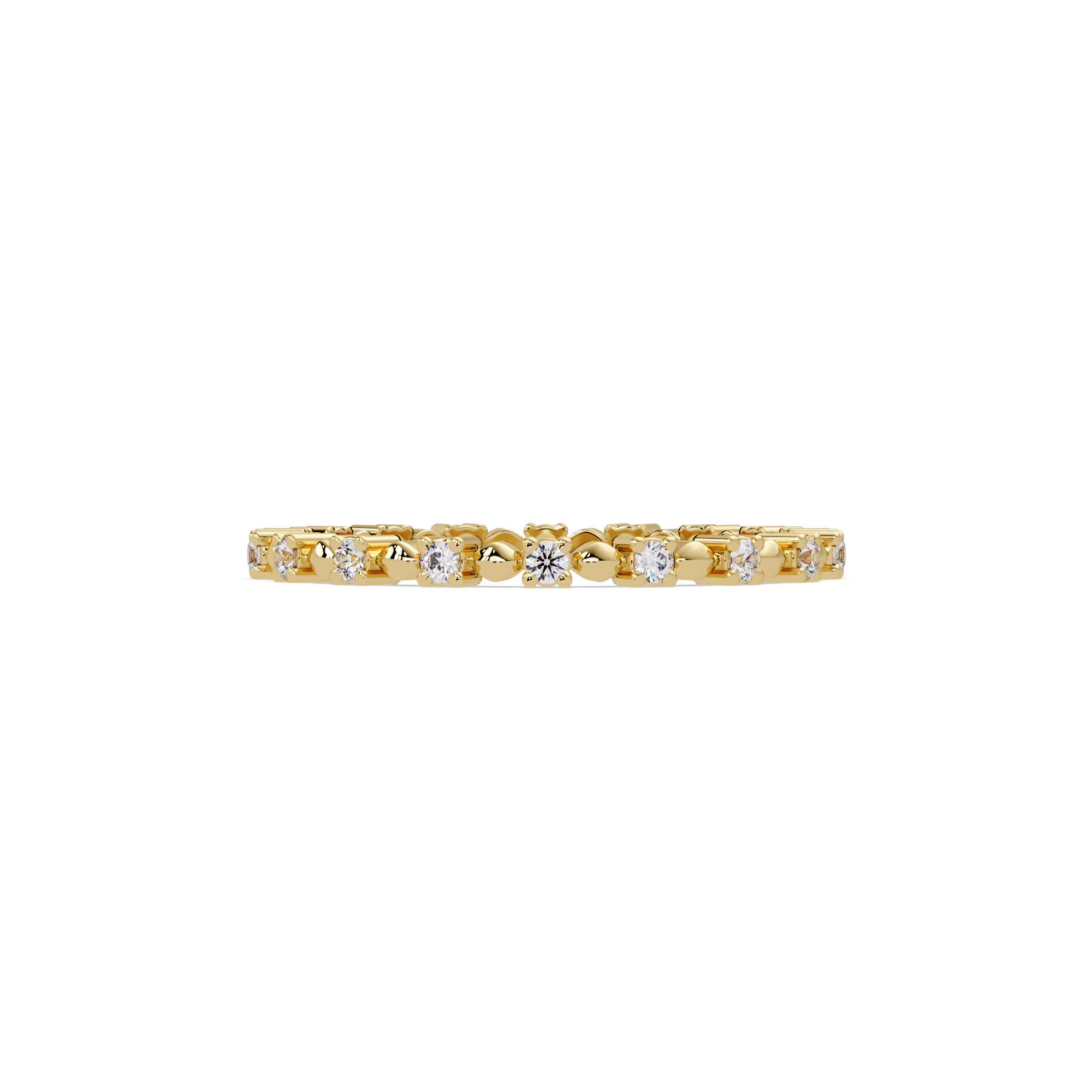 Round Cut Diamond Alternating Bead and Bar Eternity Ring