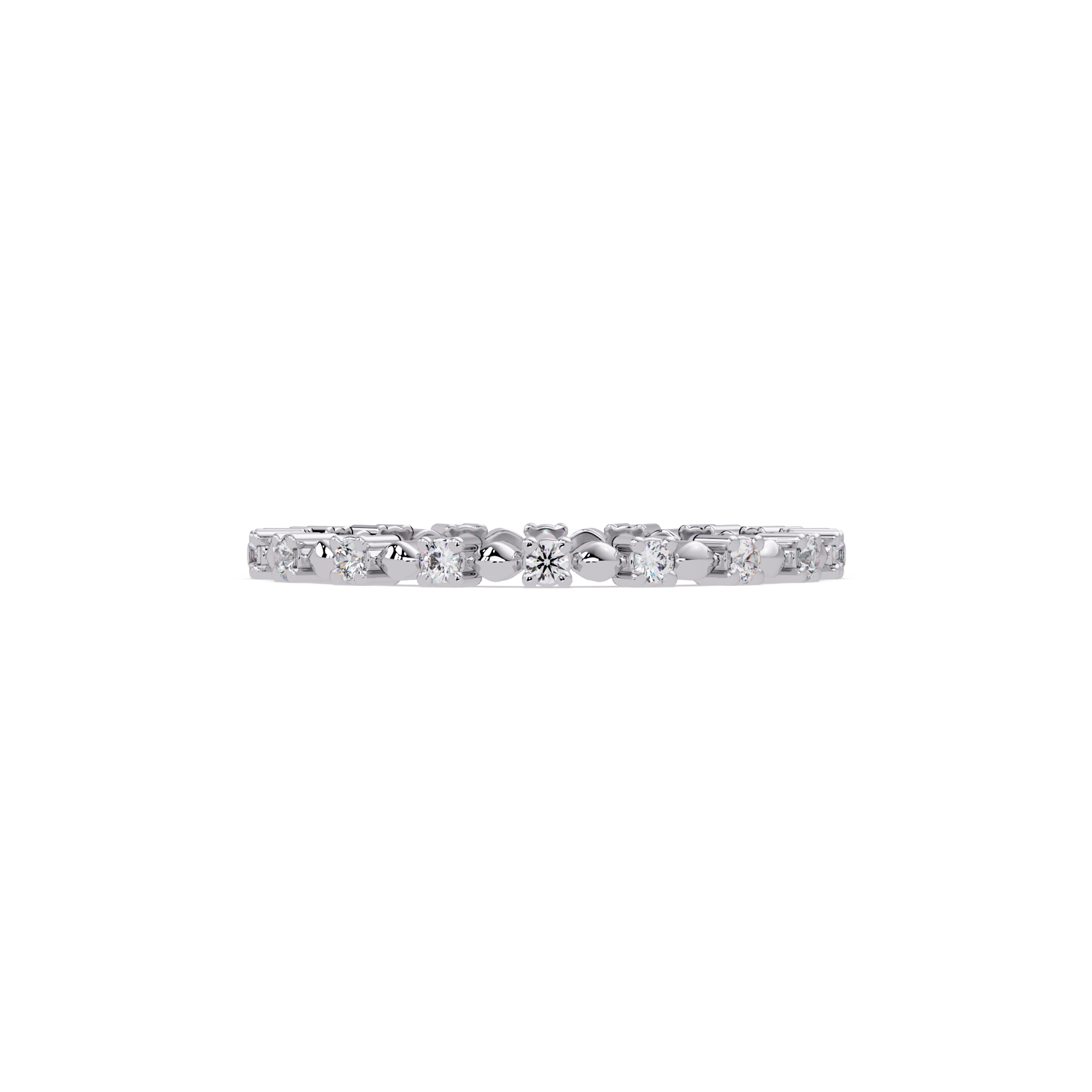 Round Cut Diamond Alternating Bead and Bar Eternity Ring
