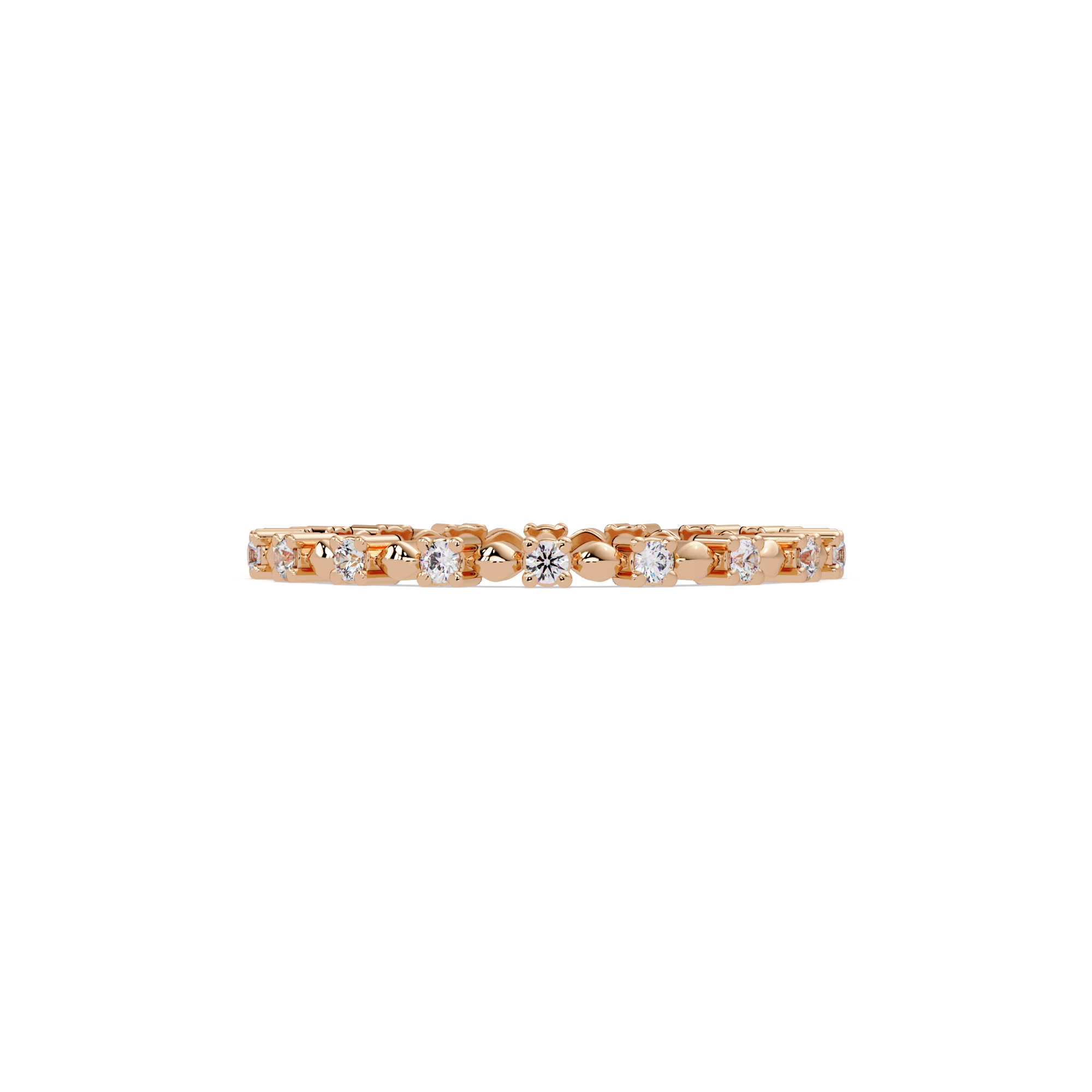 Round Cut Diamond Alternating Bead and Bar Eternity Ring