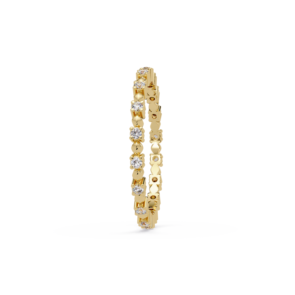 Round Cut Diamond Alternating Bead and Bar Eternity Ring