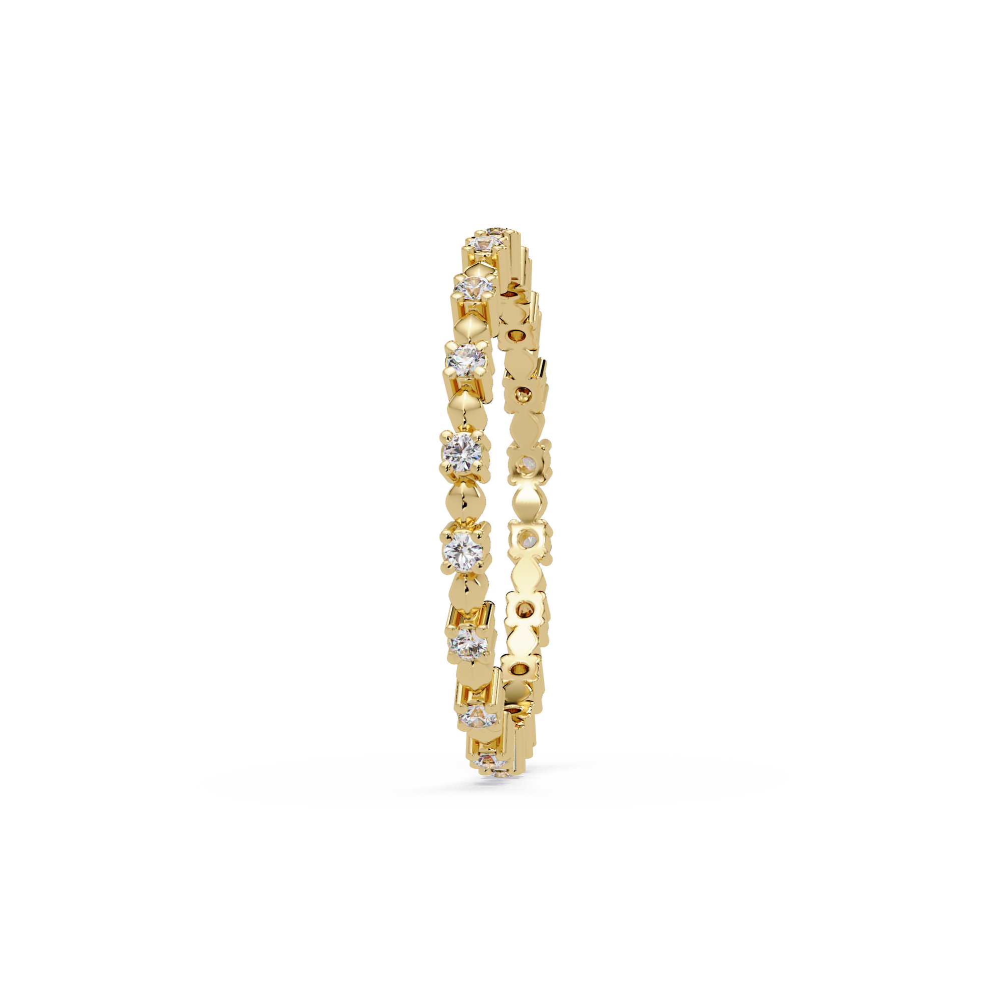 Round Cut Diamond Alternating Bead and Bar Eternity Ring