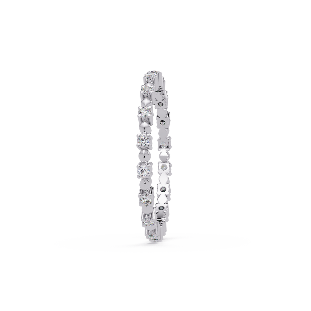 Round Cut Diamond Alternating Bead and Bar Eternity Ring