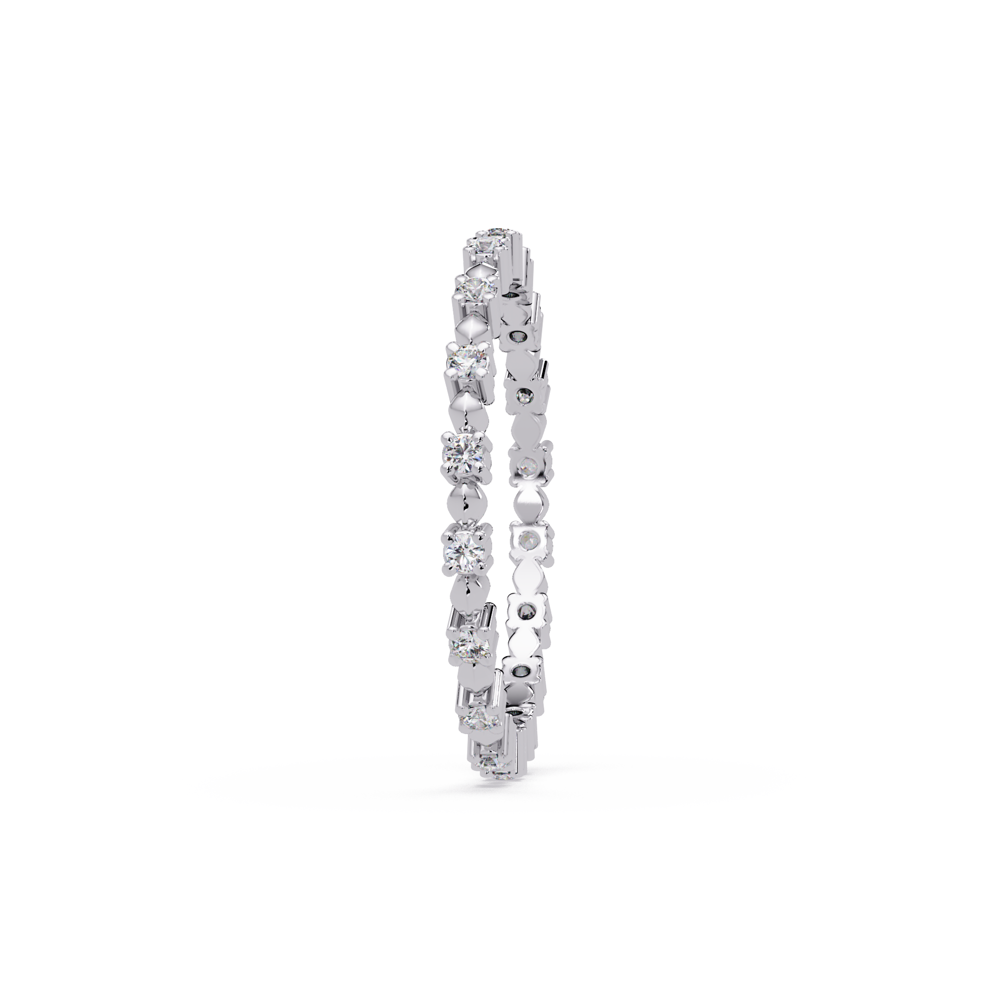 Round Cut Diamond Alternating Bead and Bar Eternity Ring