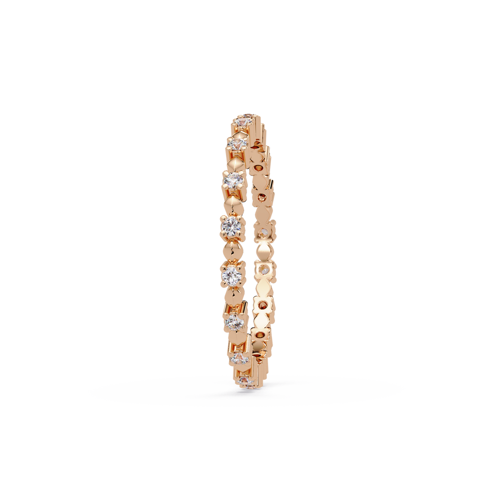 Round Cut Diamond Alternating Bead and Bar Eternity Ring