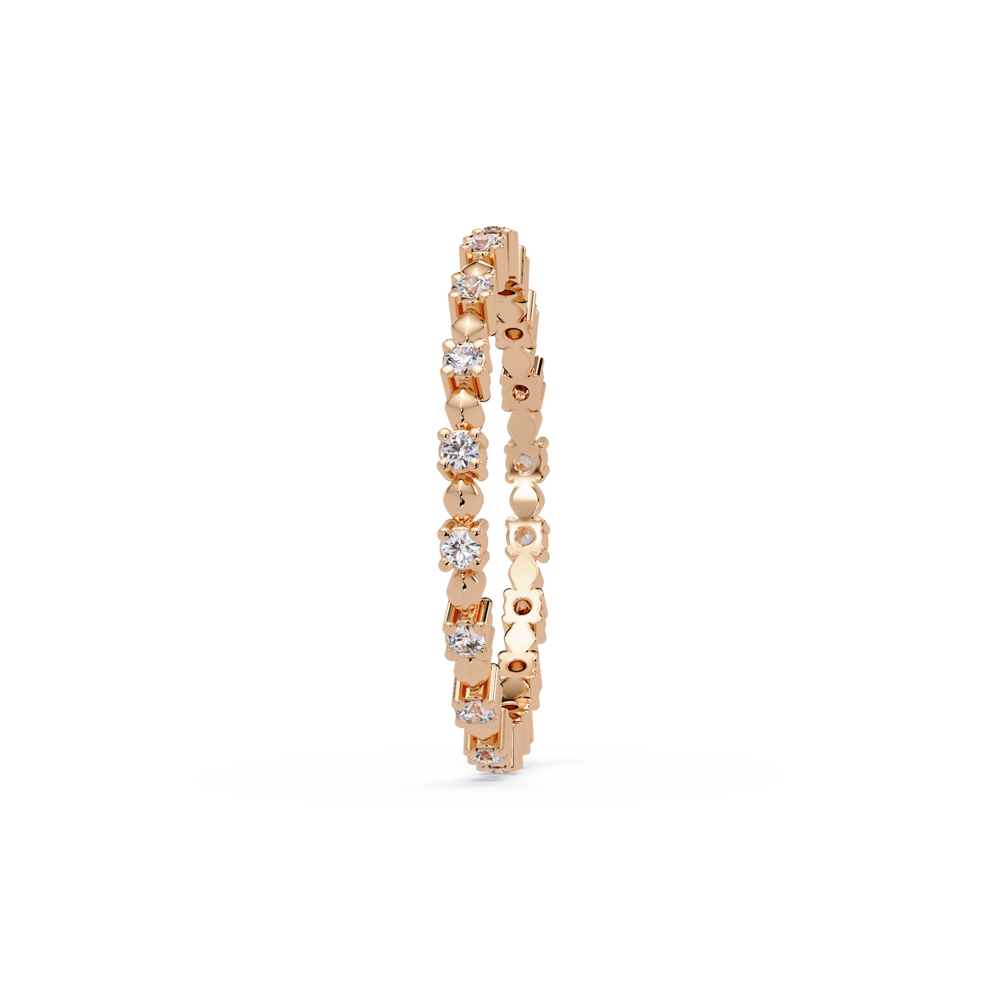 Round Cut Diamond Alternating Bead and Bar Eternity Ring