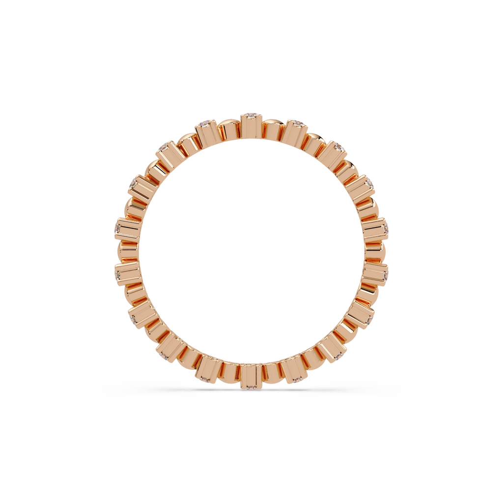 Round Cut Diamond Alternating Bead and Bar Eternity Ring