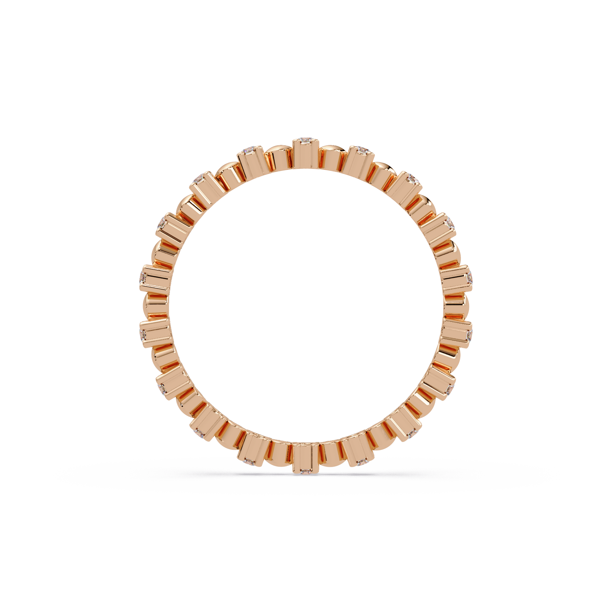 Round Cut Diamond Alternating Bead and Bar Eternity Ring