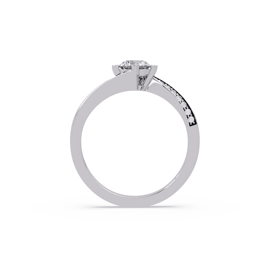 Round Cut Diamond Bypass Engagement Ring