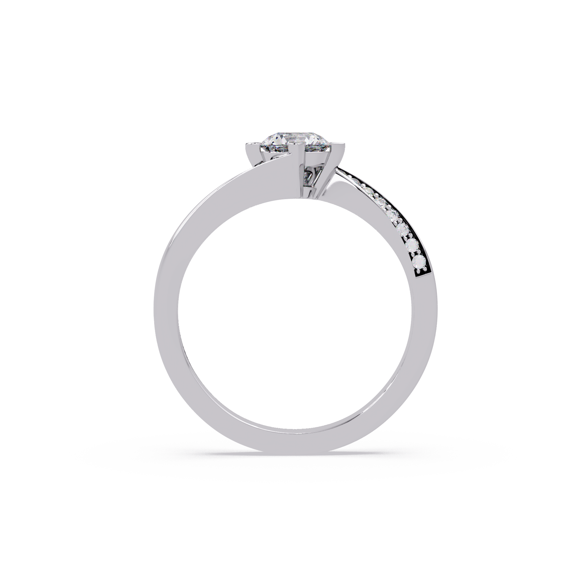 Round Cut Diamond Bypass Engagement Ring