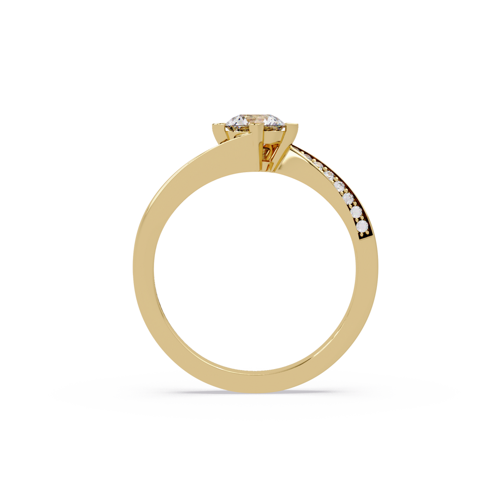 Round Cut Diamond Bypass Engagement Ring