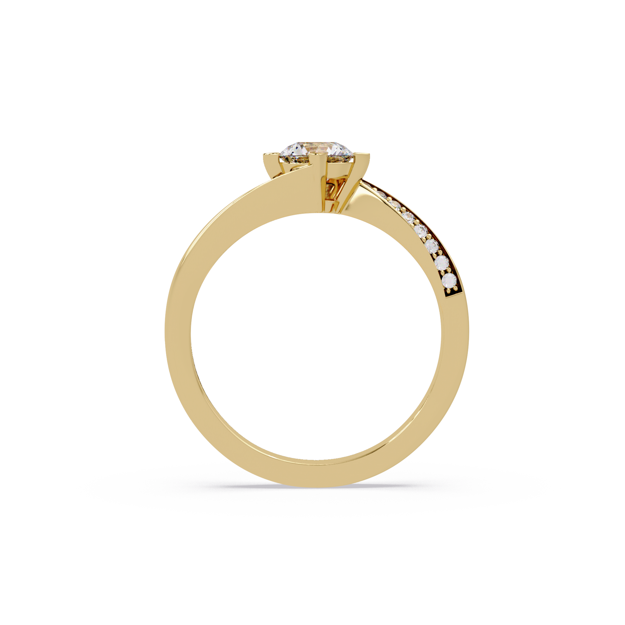 Round Cut Diamond Bypass Engagement Ring