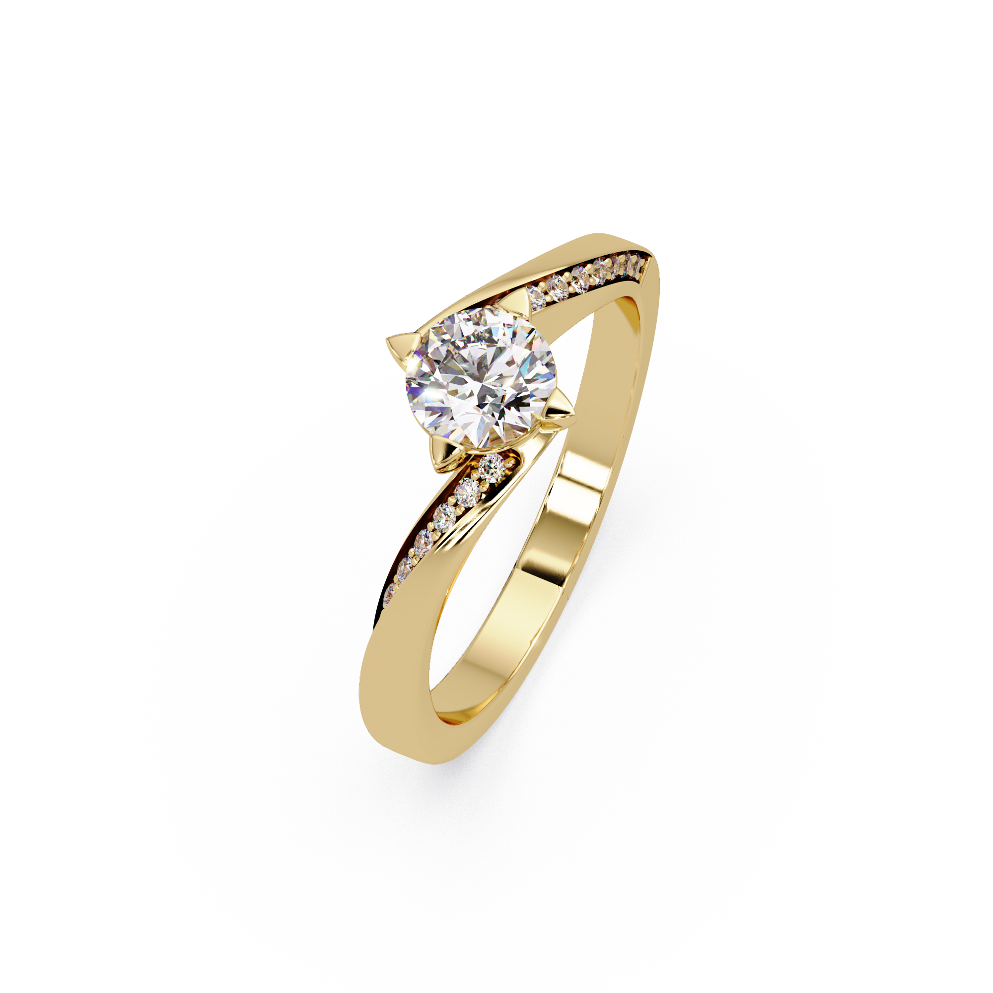 Round Cut Diamond Bypass Engagement Ring