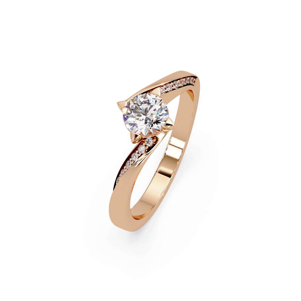 Round Cut Diamond Bypass Engagement Ring