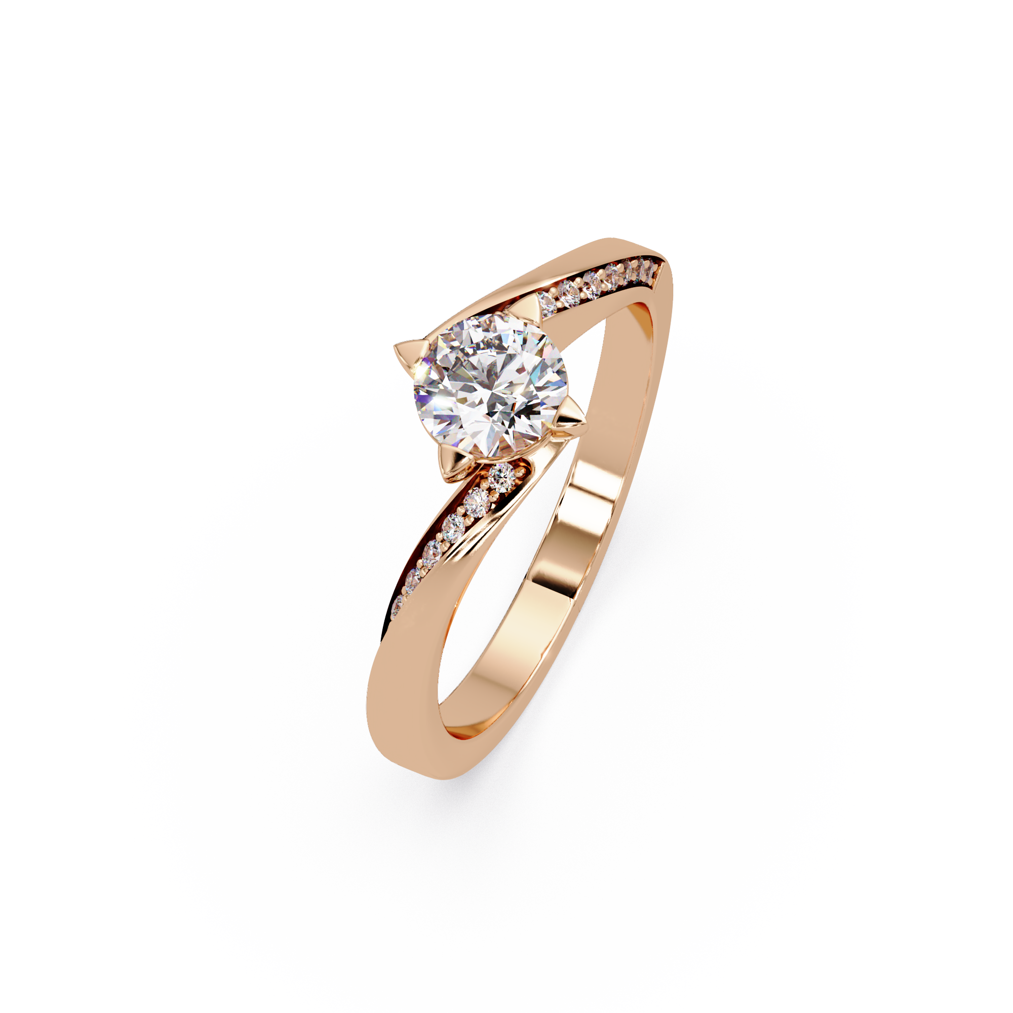 Round Cut Diamond Bypass Engagement Ring