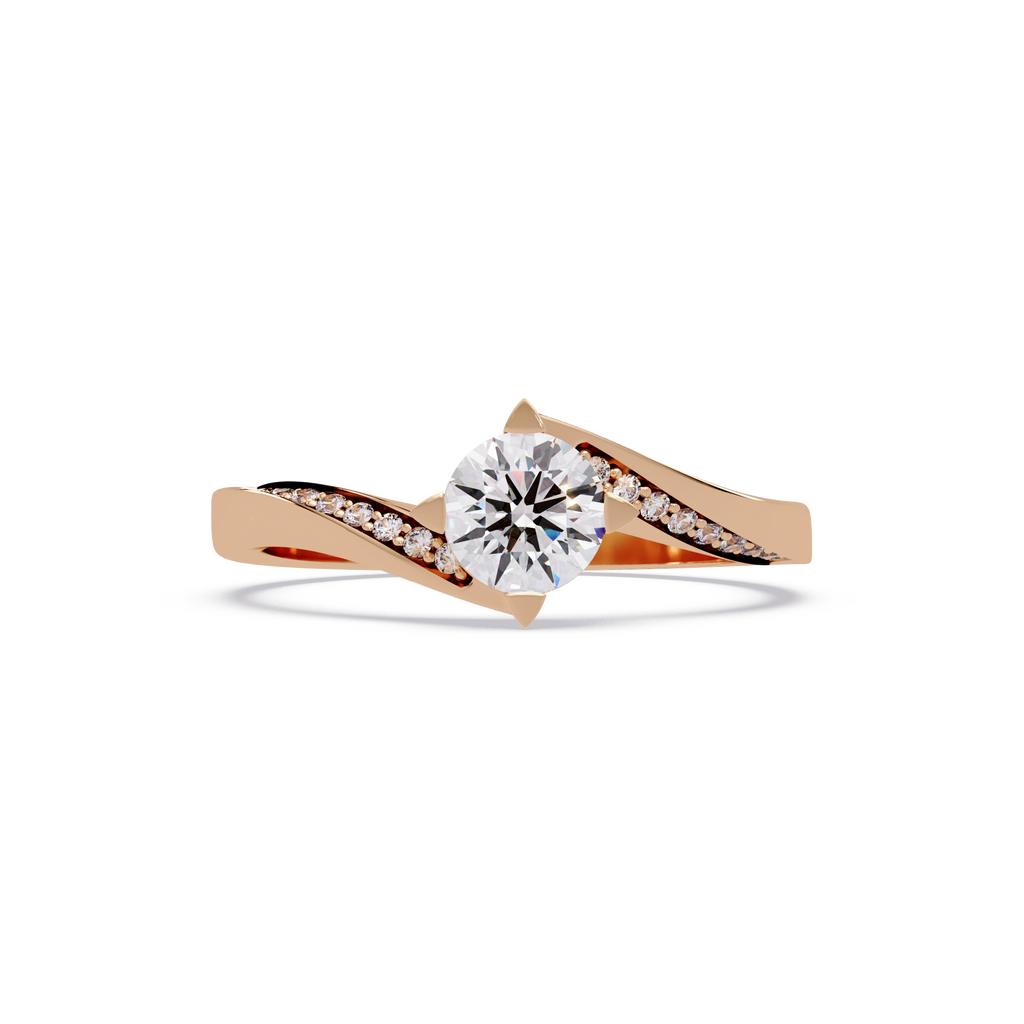 Round Cut Diamond Bypass Engagement Ring