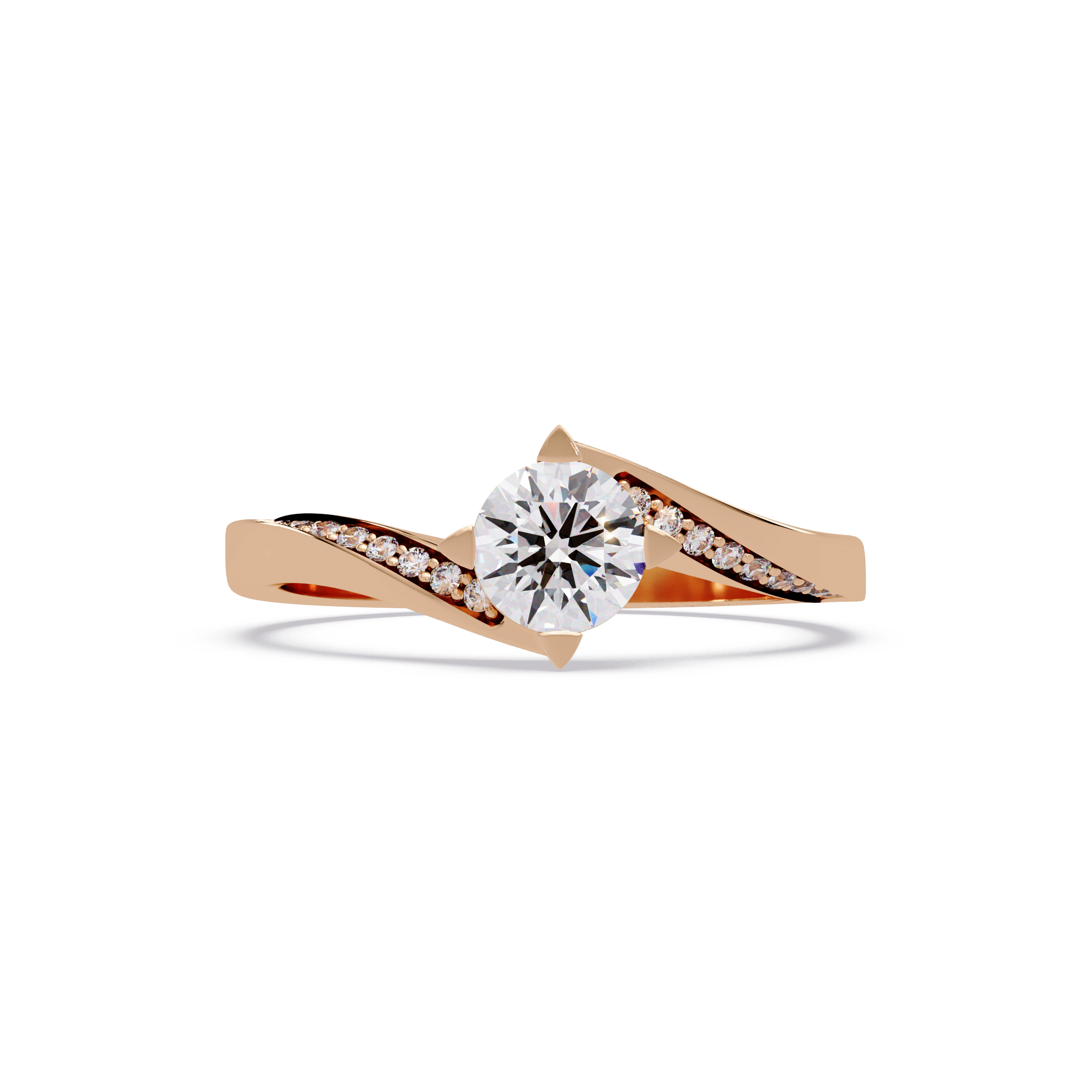 Round Cut Diamond Bypass Engagement Ring