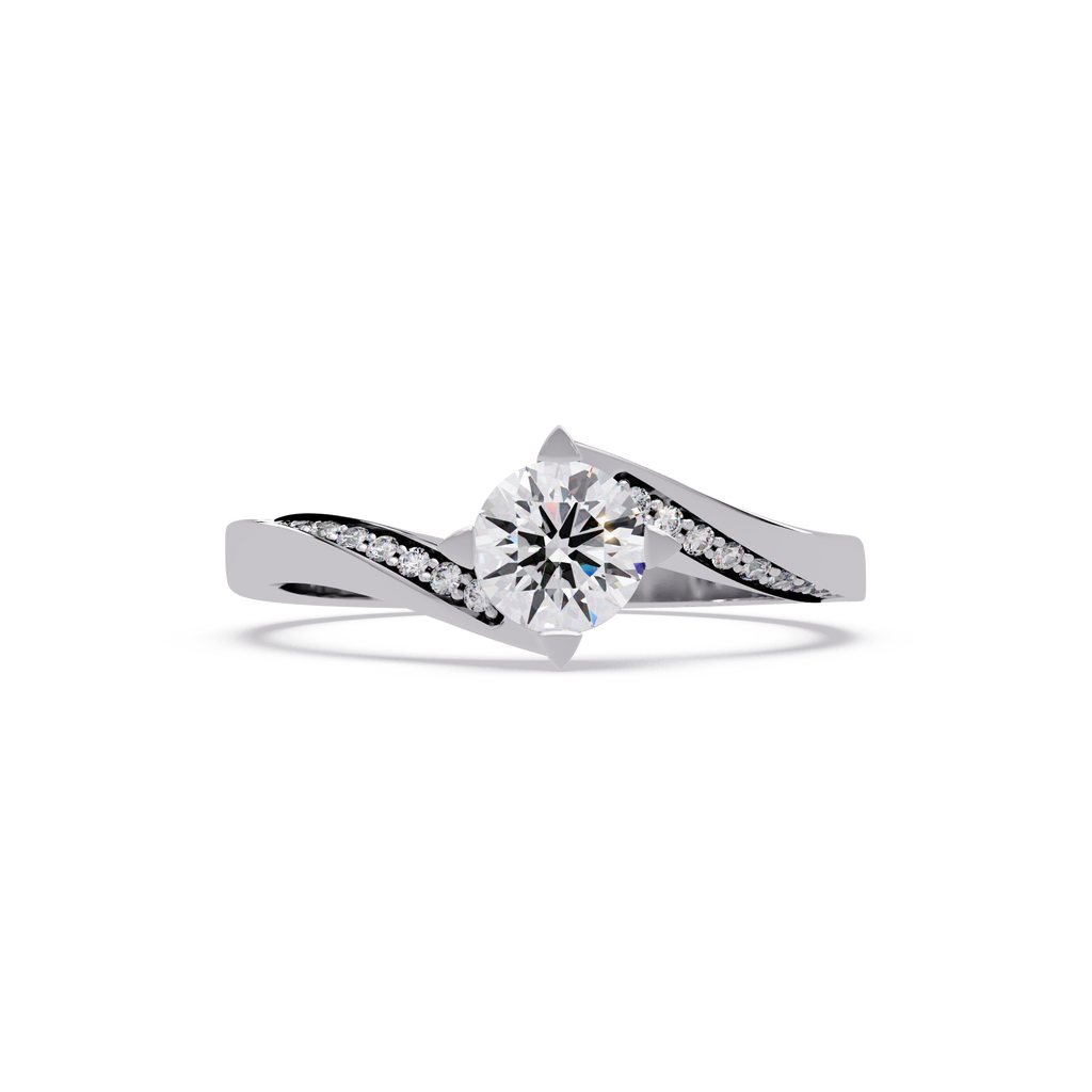 Round Cut Diamond Bypass Engagement Ring