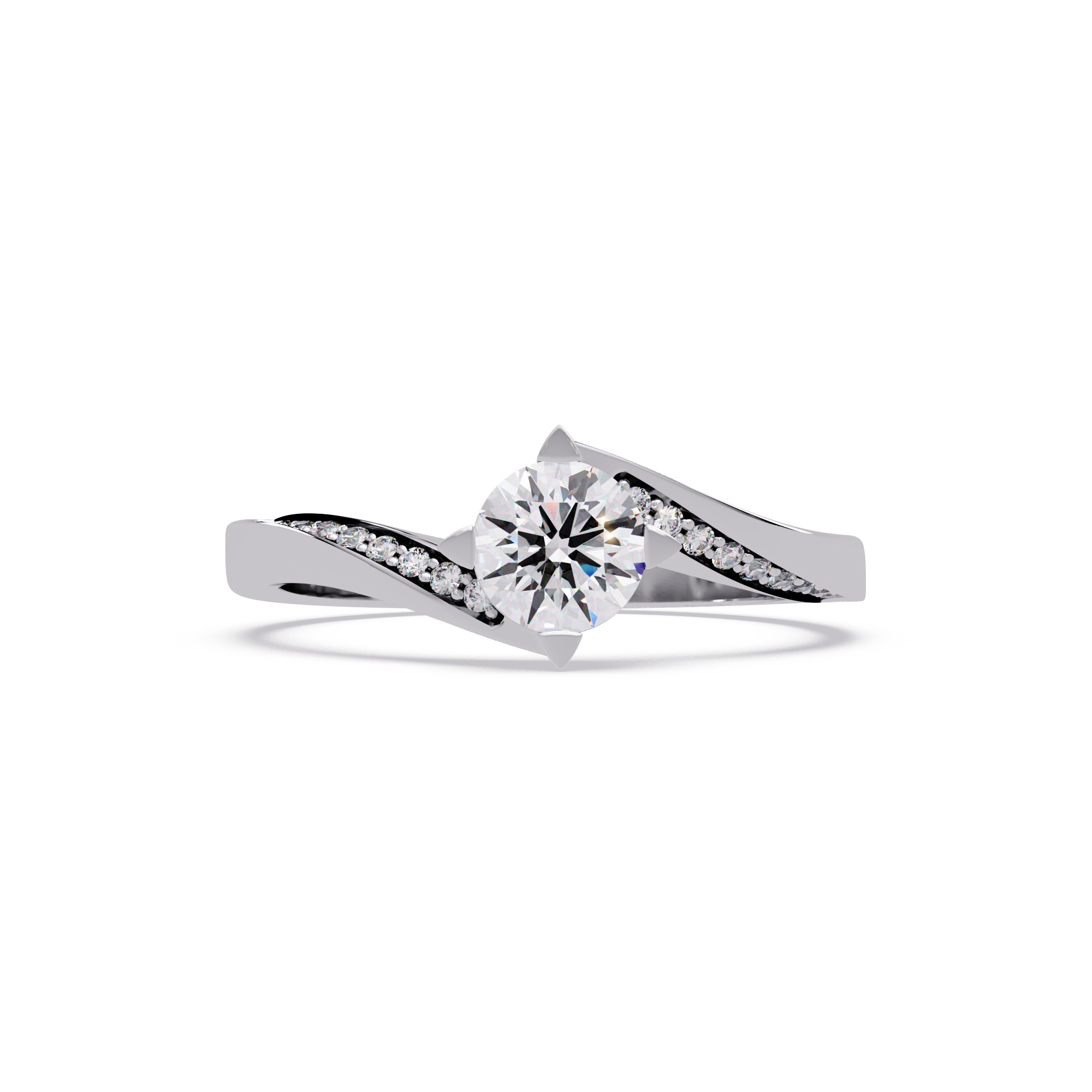 Round Cut Diamond Bypass Engagement Ring