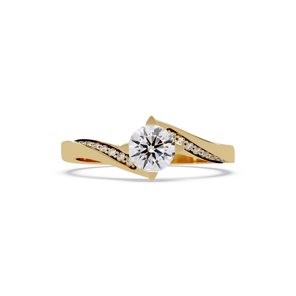 Round Cut Diamond Bypass Engagement Ring