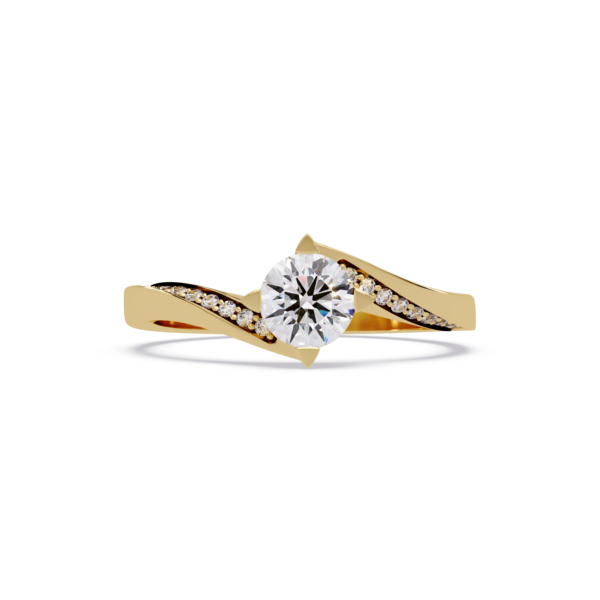 Round Cut Diamond Bypass Engagement Ring