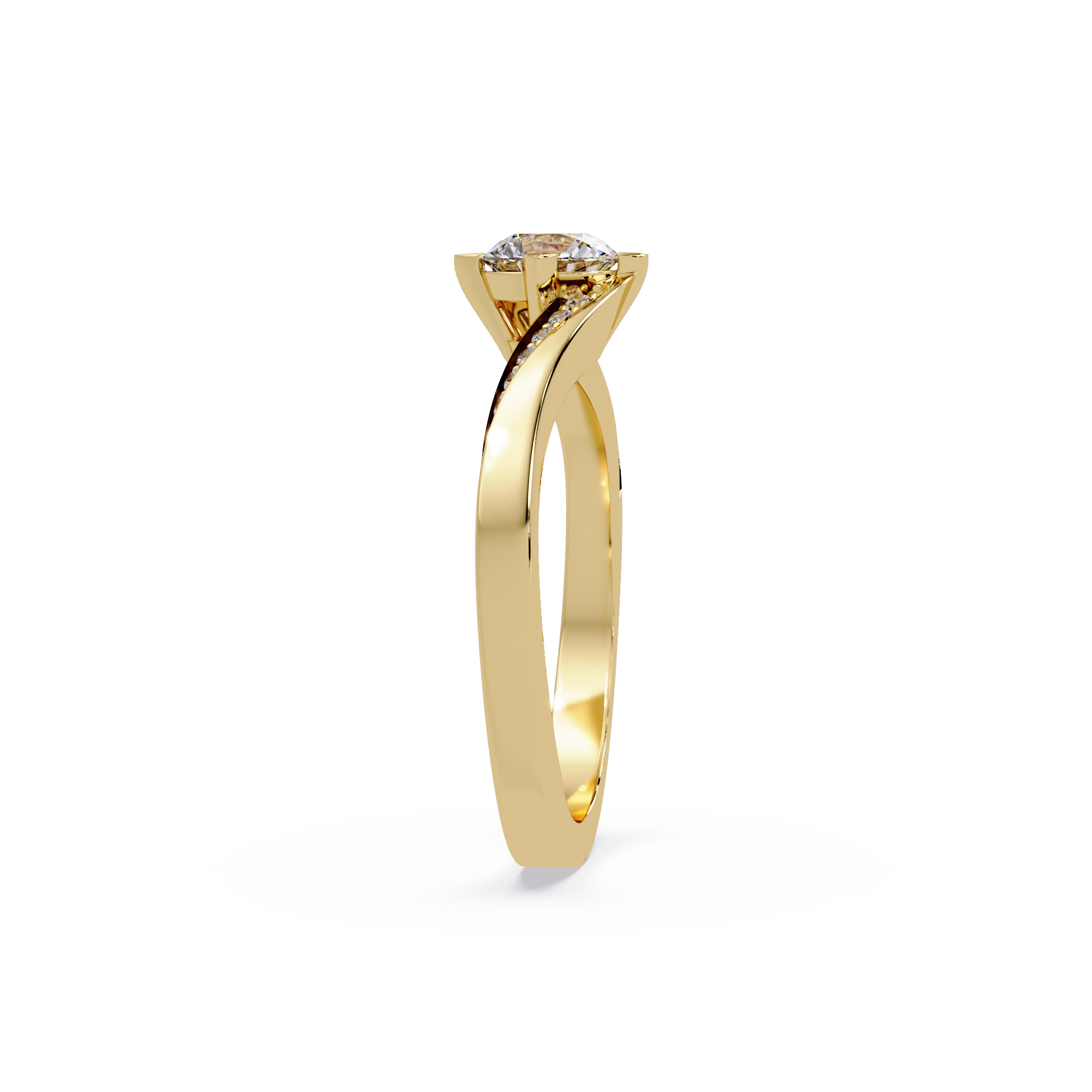 Round Cut Diamond Bypass Engagement Ring