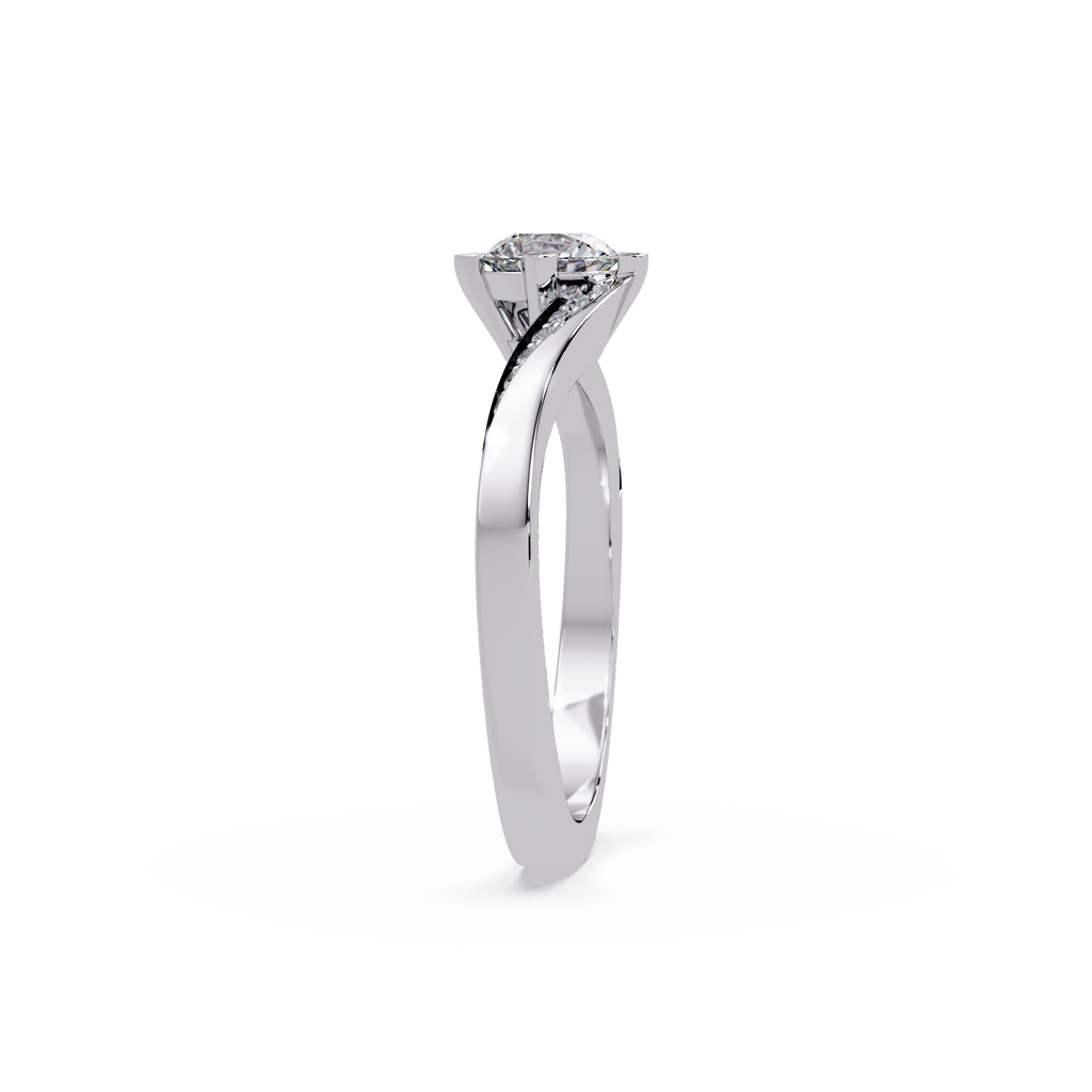 Round Cut Diamond Bypass Engagement Ring