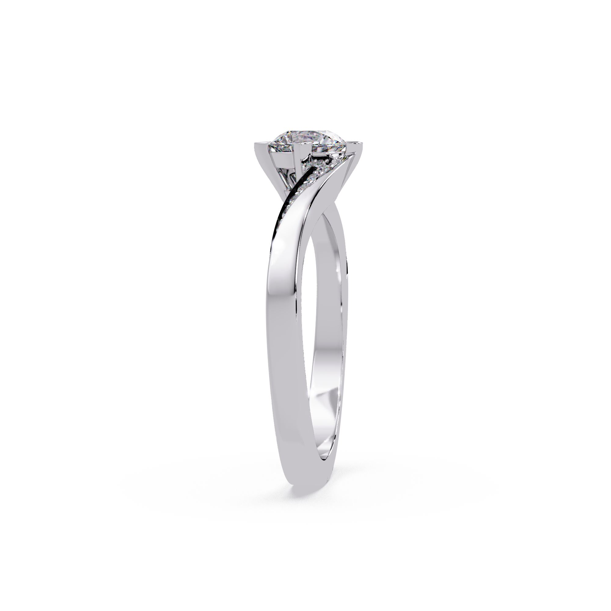 Round Cut Diamond Bypass Engagement Ring