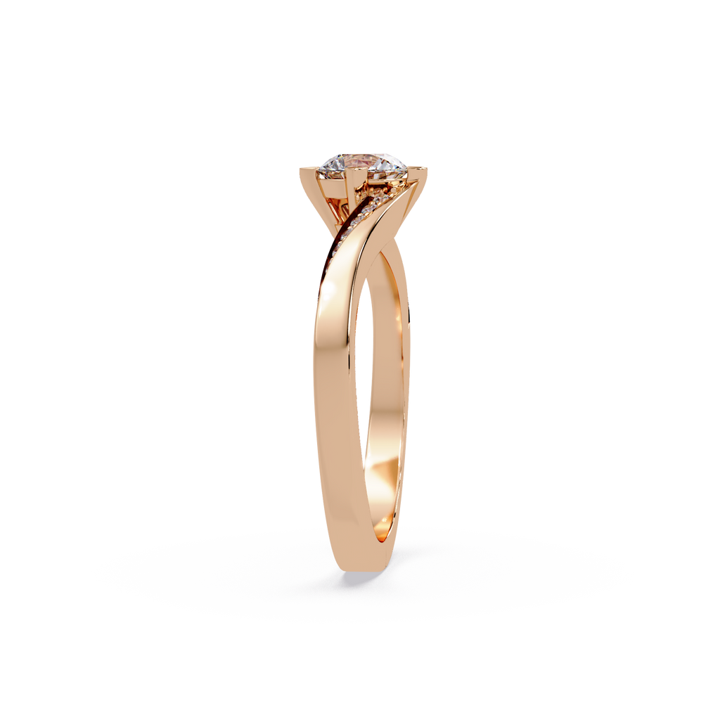 Round Cut Diamond Bypass Engagement Ring