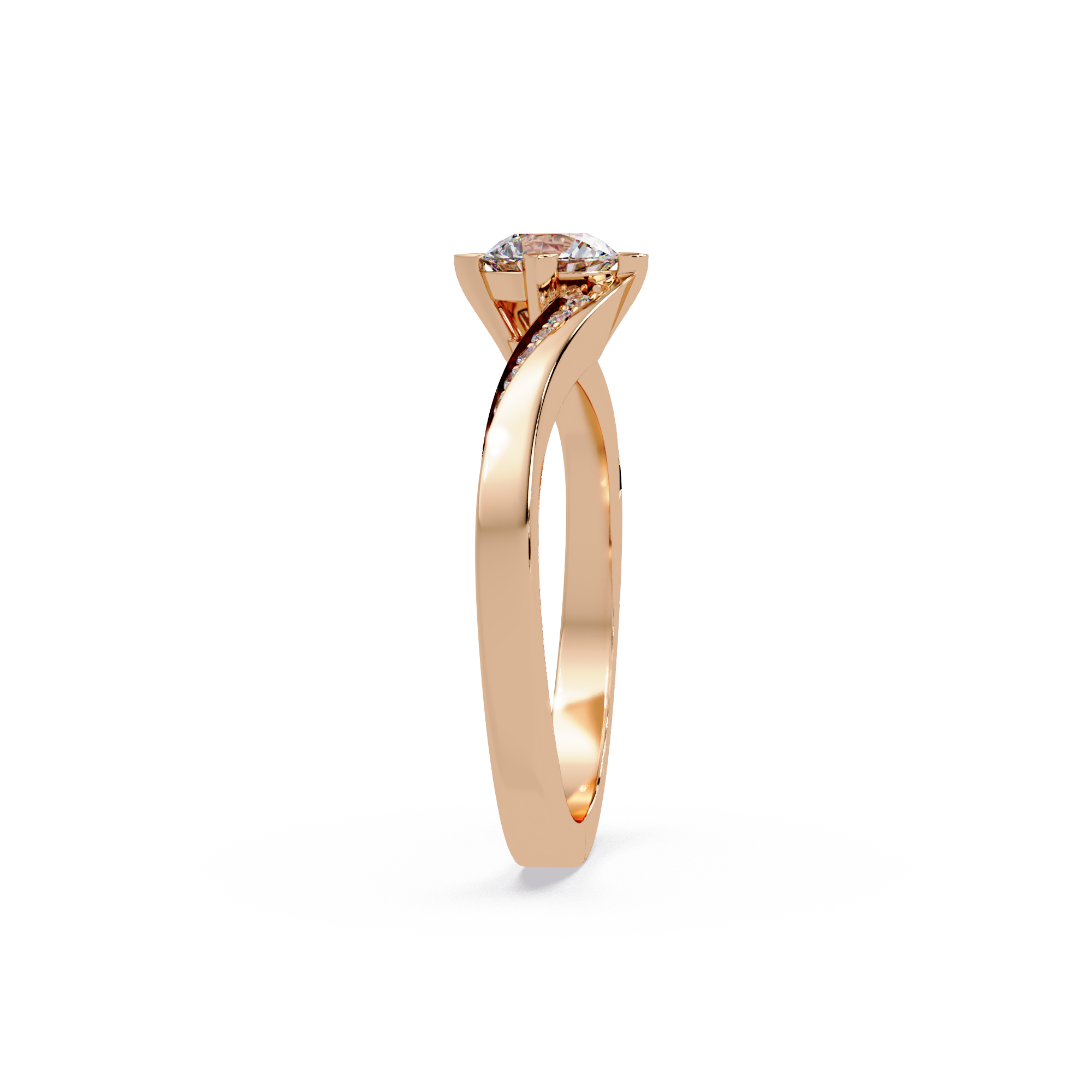 Round Cut Diamond Bypass Engagement Ring