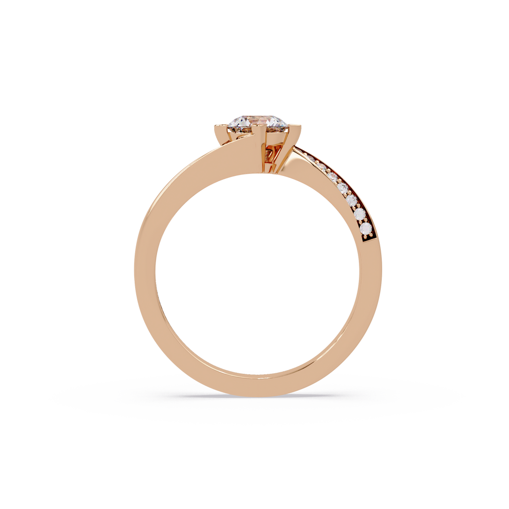 Round Cut Diamond Bypass Engagement Ring