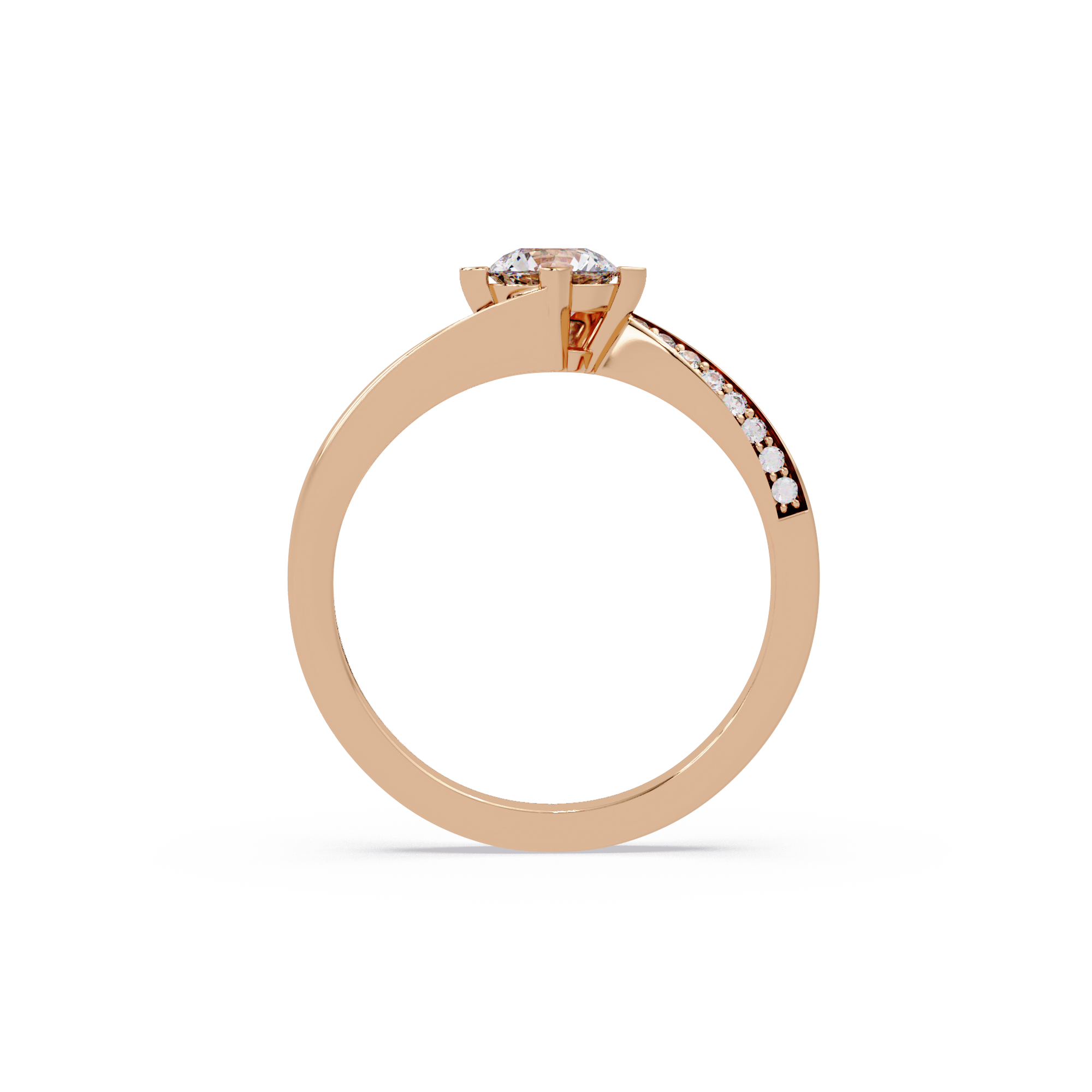 Round Cut Diamond Bypass Engagement Ring