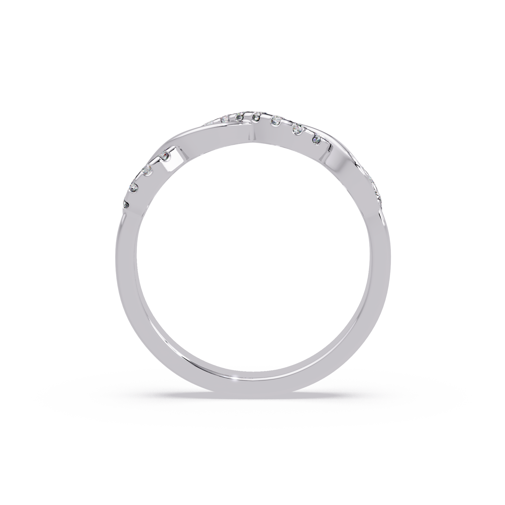 Round Cut Diamond Twisted Infinity Stackable Ring