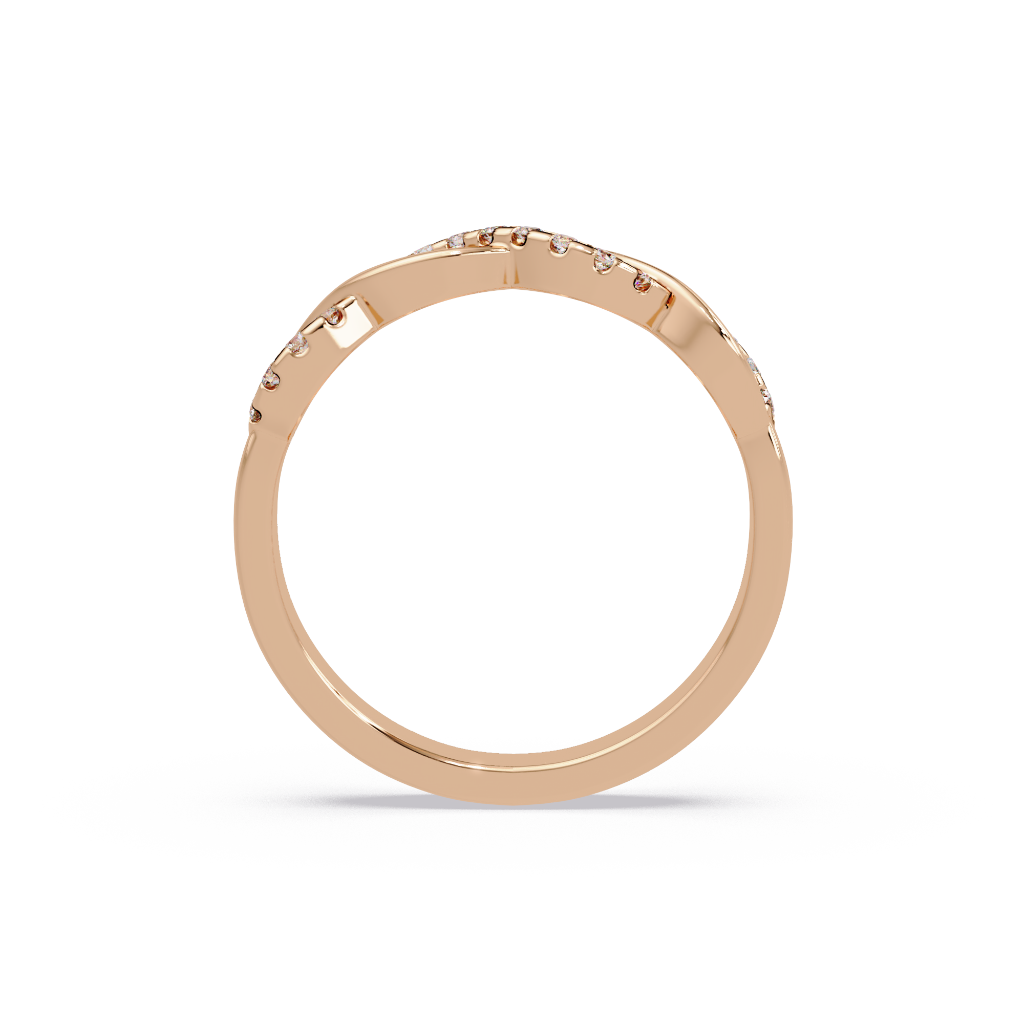 Round Cut Diamond Twisted Infinity Stackable Ring