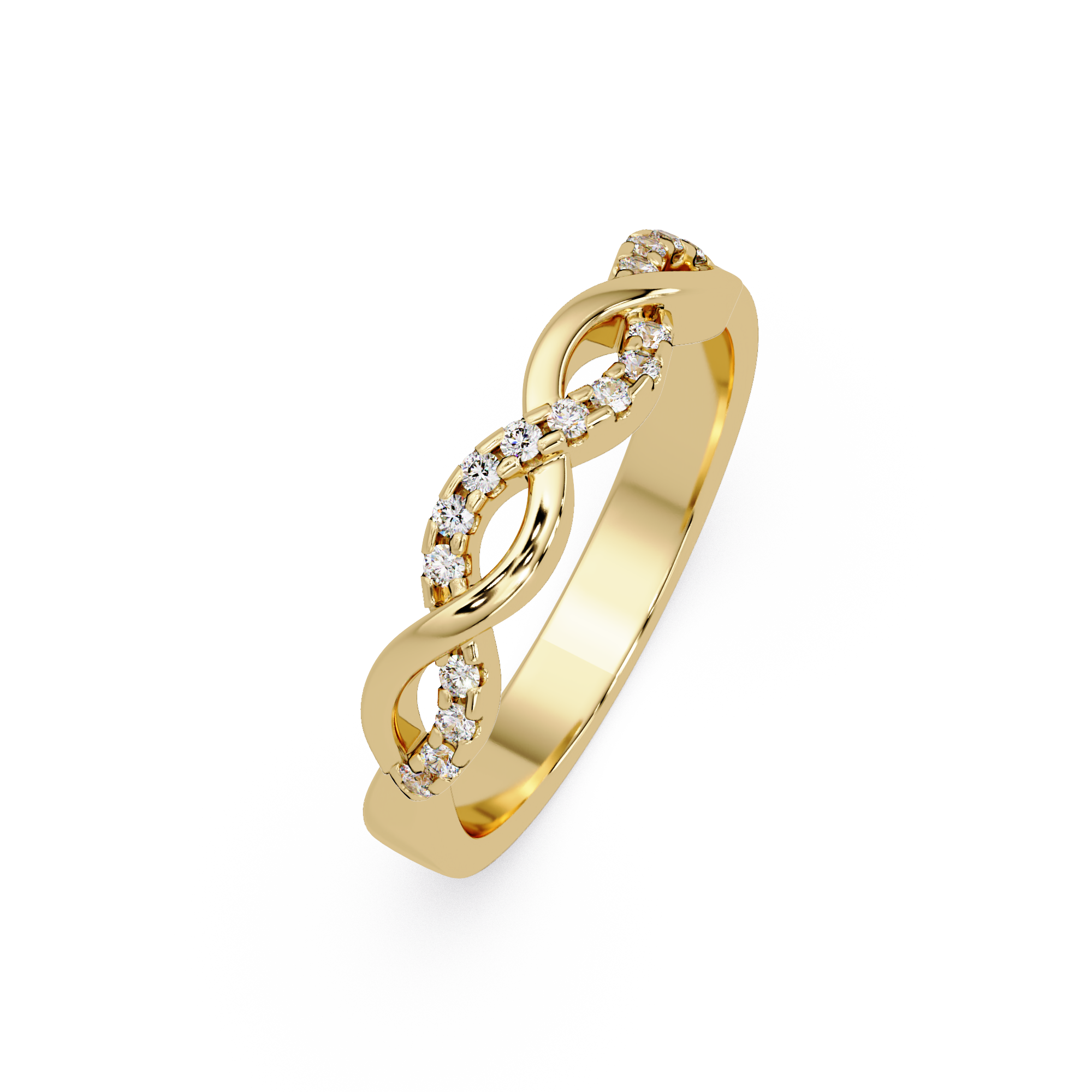 Round Cut Diamond Twisted Infinity Stackable Ring